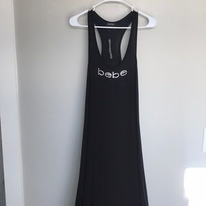 Bebe Double split Maxi logo dress